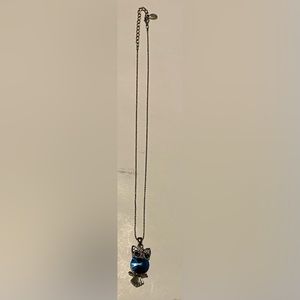 AB Rhinestone Faceted Owl Adult Jewels Marked Silver Tone Faceted Necklace